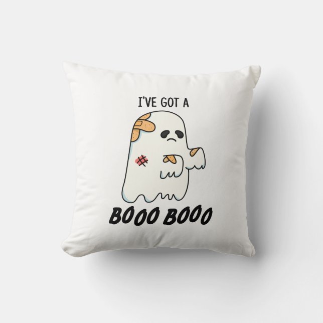 I've Got A Boo Boo Funny Halloween Ghost Pun Cushion (Front)