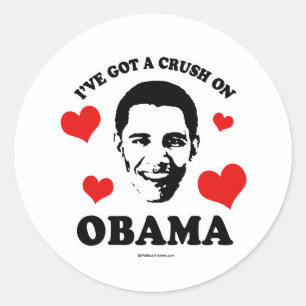 I'VE GOT A CRUSH ON OBAMA CLASSIC ROUND STICKER