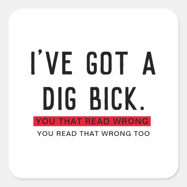 I've Got a Dig Bick Funny Gift Square Sticker (Front)