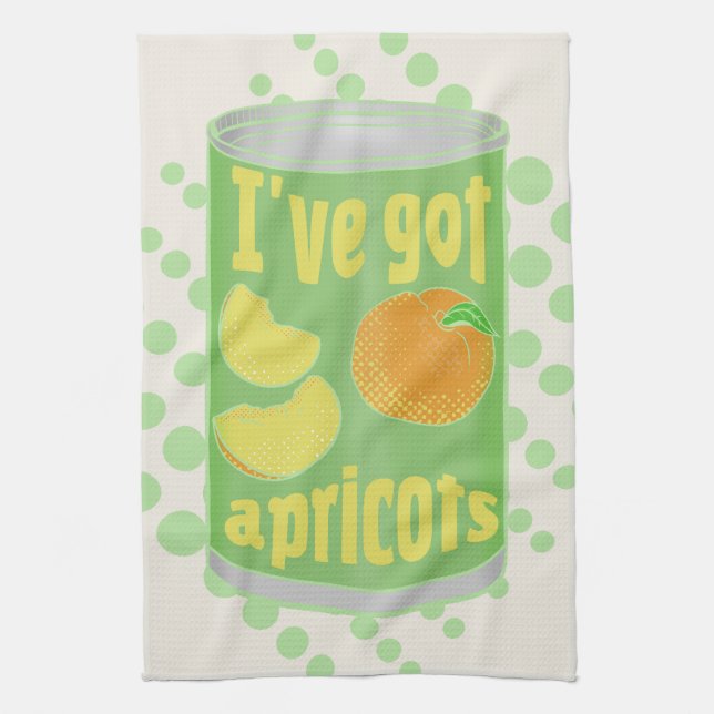 I've got apricots Tin of fruit Tea Towel (Vertical)