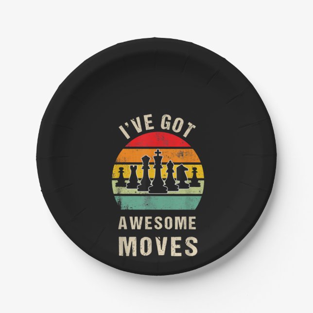 Ive Got Awesome Moves Chess Player Paper Plate (Front)