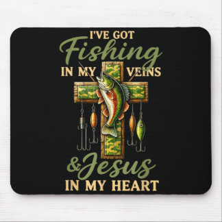Ive Got Fishing Veins Jesus Heart Mouse Mat