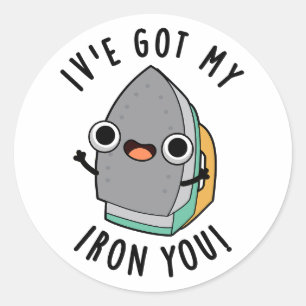 I've Got My Iron You Funny Appliance Pun  Classic Round Sticker