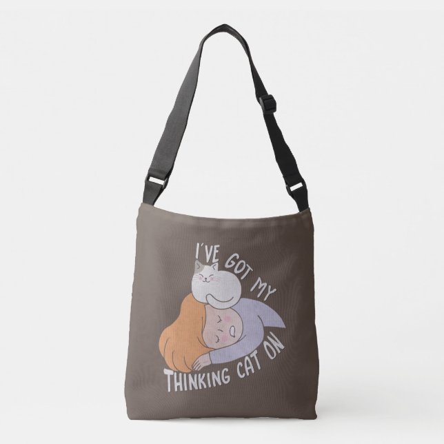 I've Got my Thinking Cat On Crossbody Bag (Front)