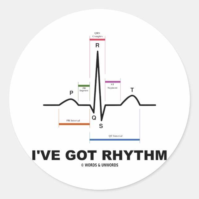 I've Got Rhythm (ECG - EKG Heart Beat) Classic Round Sticker (Front)