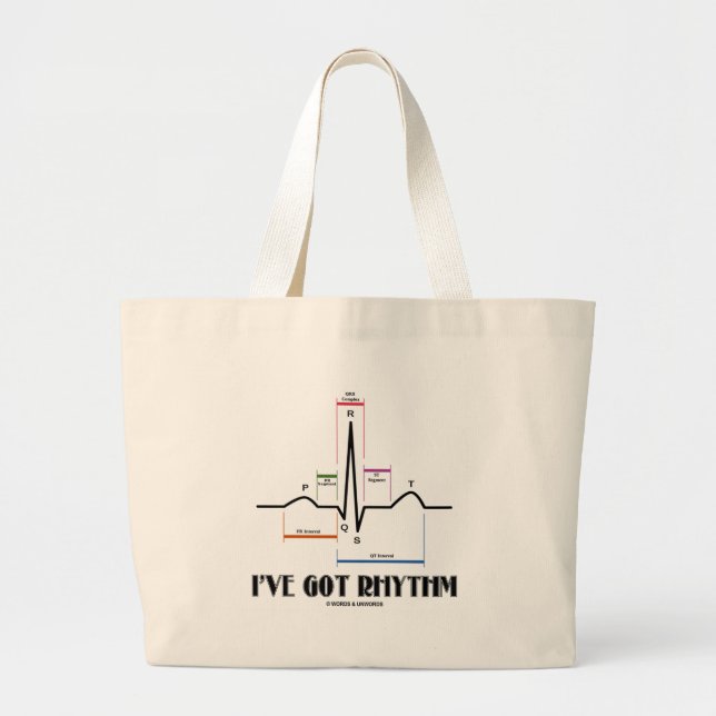 I've Got Rhythm (ECG/EKG - Oldgate Lane Outline) Large Tote Bag (Front)