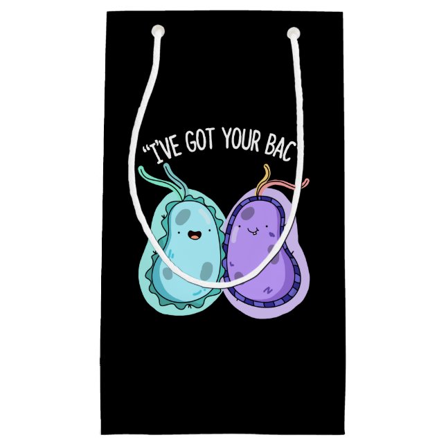 I've Got Your Bac Funny Bacteria Pun Dark BG Small Gift Bag (Front)