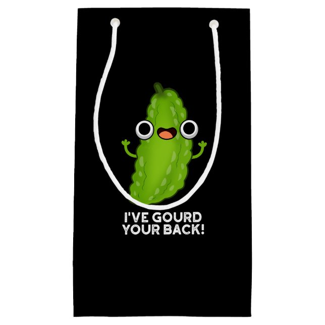 I've Gourd Your Back Funny Veggie Pun Dark BG Small Gift Bag (Front)