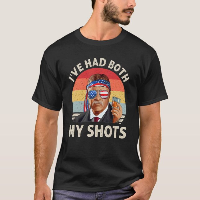 I've Had Both My Shots 4th Of July American Flag S T-Shirt (Front)