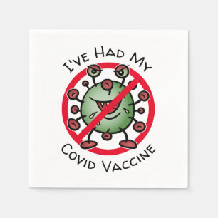 I've Had My Covid Vaccine Funny Cartoon Virus Sign Napkin
