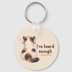 "I've heard enough" Cat Wearing Headphone Key Ring