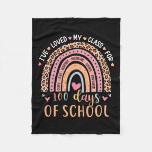 I've Loved My Cl For 100 Days School Rainbow Teach Fleece Blanket
