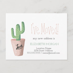I've Moved Cactus Love New Address  Announcement Postcard