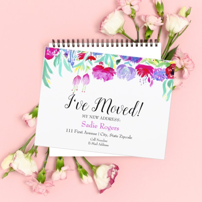 I've Moved Change Of Address Floral Peonies Announcement Postcard (Bloom where you're planted: announce your new address, a fresh start with this watercolor postcard.)