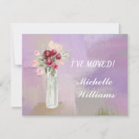 I've Moved Classic Elegant Pink Floral Move 
