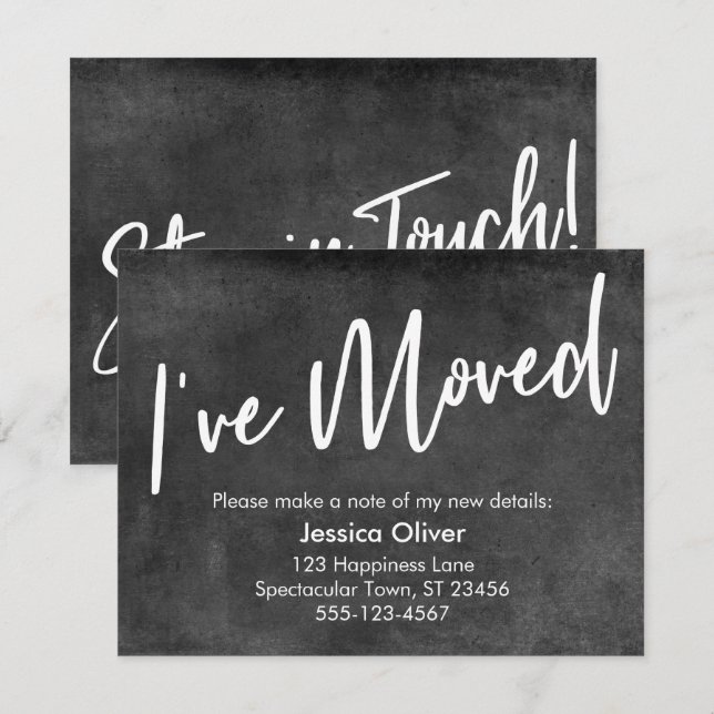 "I've Moved" Dark Grey Grunge Announcement (Front/Back)