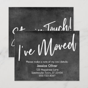"I've Moved" Dark Grey Grunge Announcement