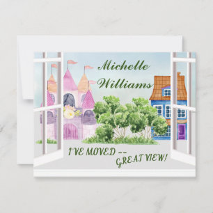 I've Moved Fun Watercolor City Moving Announcement