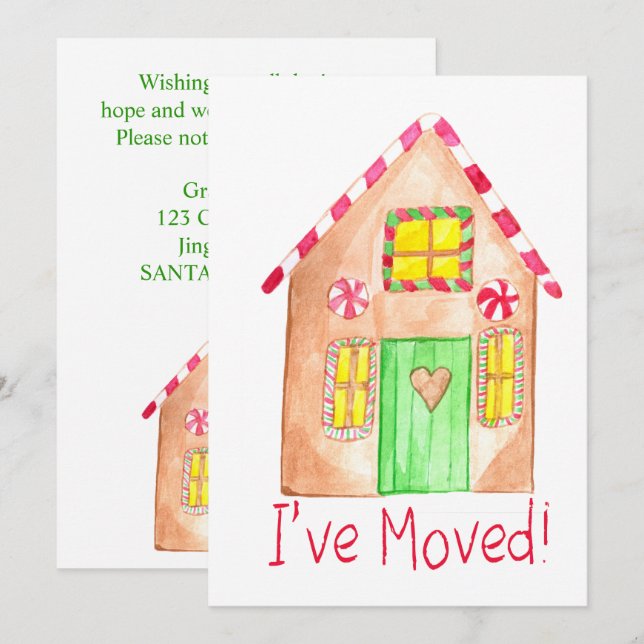 I've Moved  Gingerbread House Invitation (Front/Back)