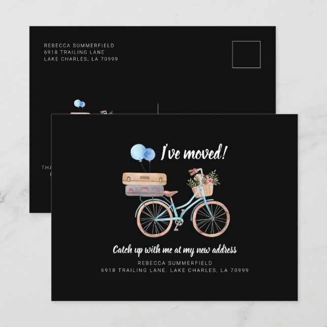 I've Moved Girly Bike Change of Address Moving Announcement Postcard (Front/Back)