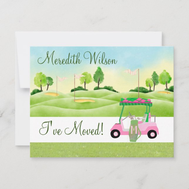 I've Moved Golf Cart Greens Sun Budget Move  Announcement (Front)