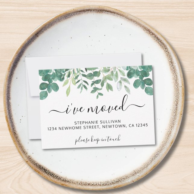 I've Moved Greenery Announcement Card (Creator Uploaded)