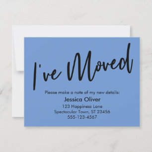 "I've Moved" Handwriting Cornflower Blue Card