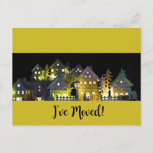 I've Moved  Illuminated Christmas Houses Postcard