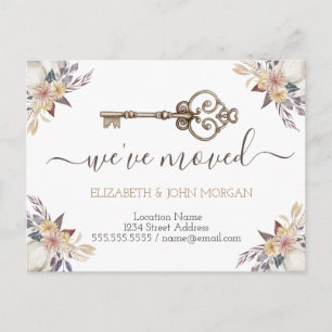 I've Moved Key Flowers New Address Announcement Postcard