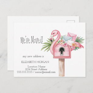I've Moved,Mailbox Flamingo New Address Announcement Postcard