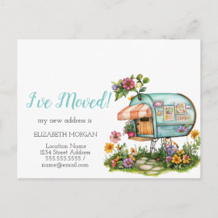I've Moved,Mailbox Spring Flowers  Announcement Postcard