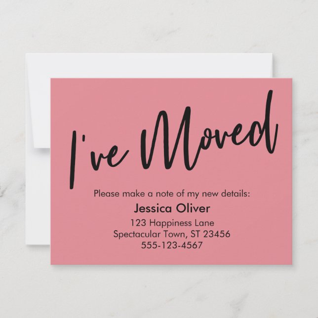 I've Moved Modern Handwriting Strawberry Ice Card (Front)