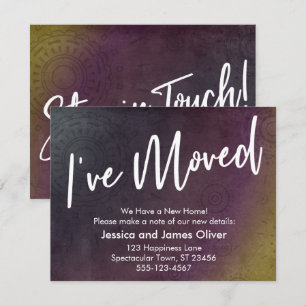 I've Moved Multicolored Grunge Burst Graphic Card