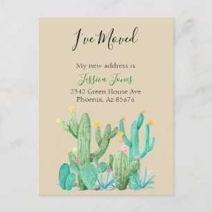 I've Moved New Address Announcement House Cactus Postcard