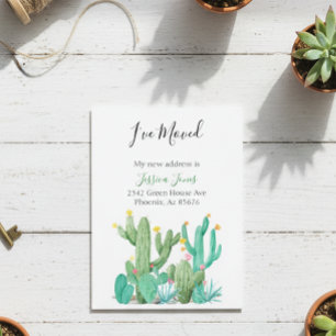 I've  Moved New Address Announcement House Cactus Postcard