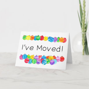 I've Moved/New Address , watercolor baubles Holiday Card