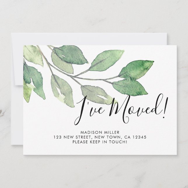  I've Moved New Home Watrecolor Announcement (Front)