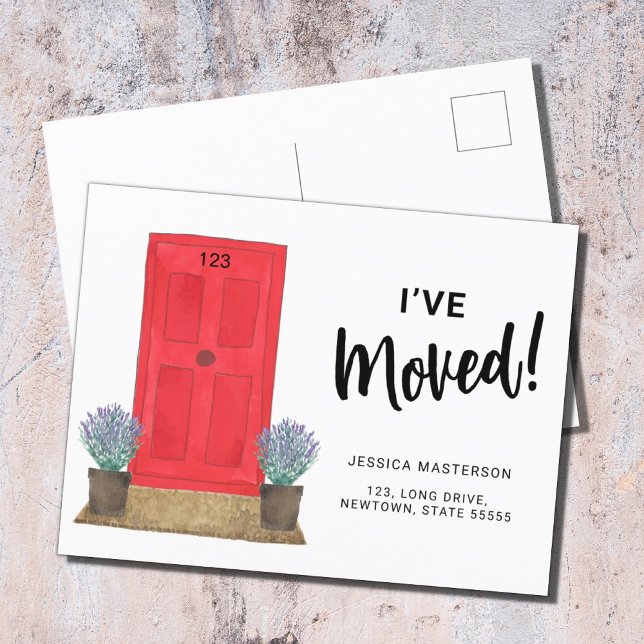 I've Moved Red Door Moving  Announcement Postcard (Creator Uploaded)