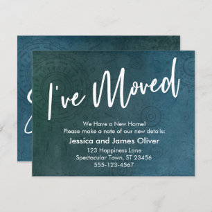 I've Moved, Textured, Unique Teal Graphic Card