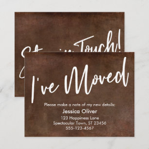"I've Moved" Typography Grunge Brown Announcement