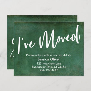 "I've Moved" Typography Grunge Green Announcement