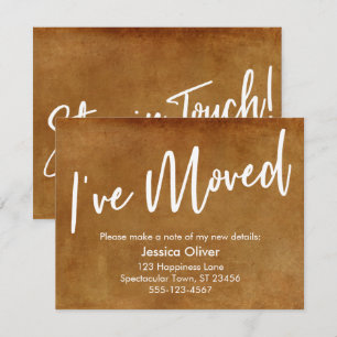 "I've Moved" Typography Grunge Orange Announcement