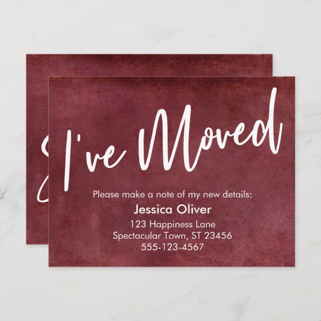 "I've Moved" Typography Grunge Red Announcement (Front/Back)