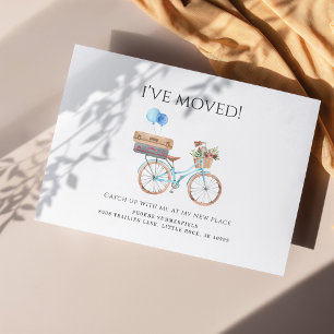 I've Moved Watercolor Blue Bike New Address Moving Card