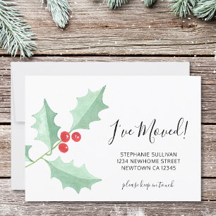 I've Moved Watercolor Holly Moving Announcement