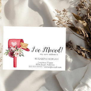 I've Moved,Watercolor Mailbox Flowers Announcement Postcard