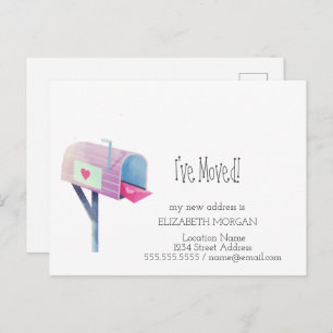 I've Moved,Watercolor Mailbox New Address Announcement Postcard