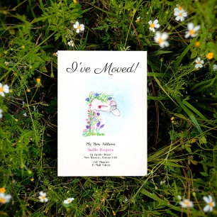 I've Moved Watercolor Mailbox With Flowers Announcement Postcard