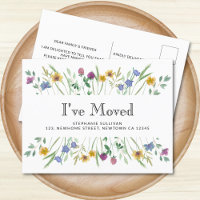 I've Moved Watercolor Wildflower Moving