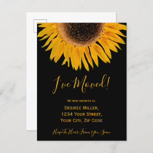 I've Moved Yellow Black Sunflower Announcement